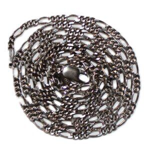 Sterling Silver Figaro Chain Necklace 24 Inches